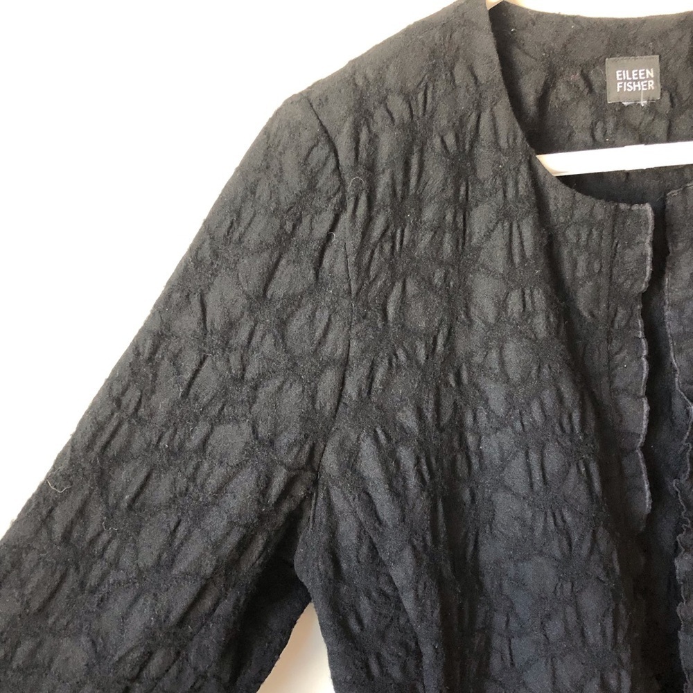 Eileen Fisher Black Textured Women's Jacket - Picture 2 of 8